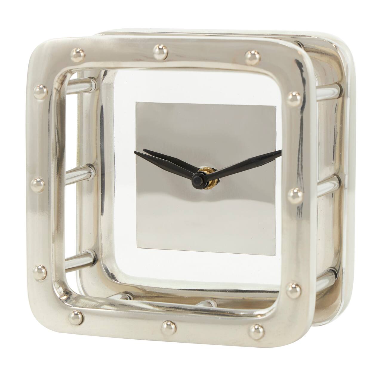6" Silver Aluminum Geometric Dimensional Open Frame Clock